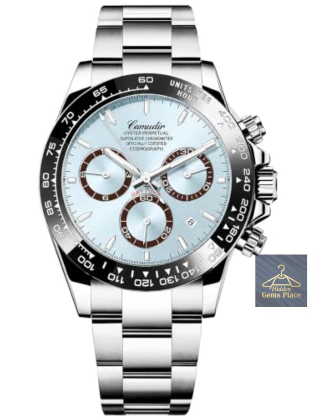 Men's Panda Chronograph Quartz Watch Sapphire Crystal Silicone Strap Water